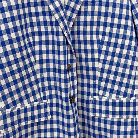 New J.Crew Campbell Linen Cotton Gingham Blazer Blue 6 $148 - Picture 4 of 7
